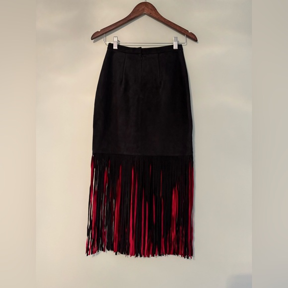 Tamara Mellon Fringe Goat Suede Leather Midi Skirt, Size 2, NWT, Retail $750 - Picture 7 of 9